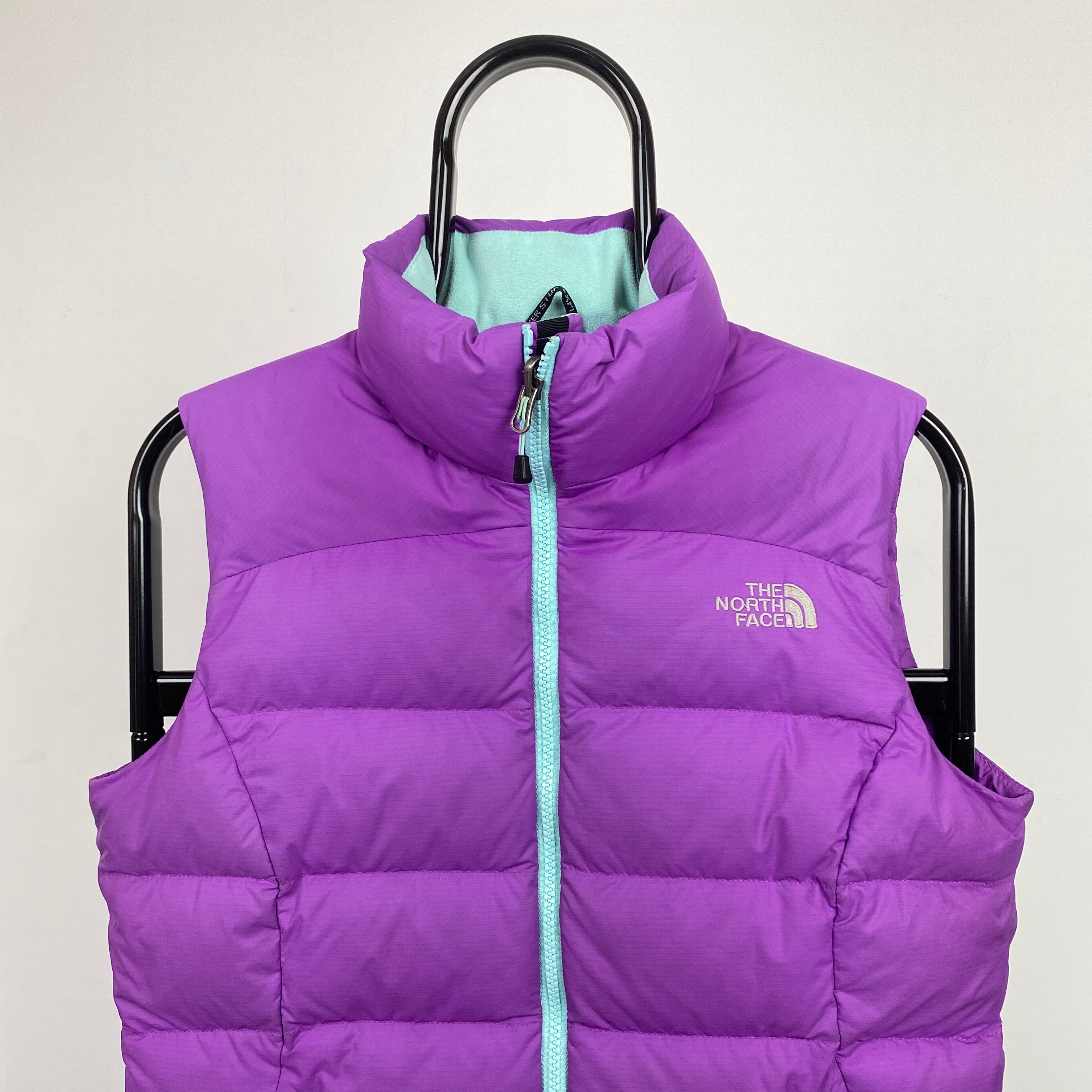 Retro The North Face Puffer Gilet Jacket Purple Small
