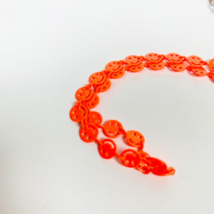 Vintage Retro Smiley Necklace Chain Orange