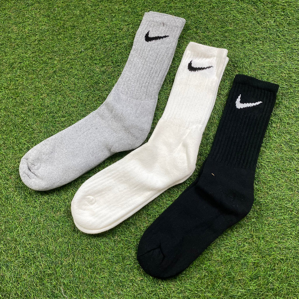 Vintage 90s Nike Socks 3 Pack UK 8-15