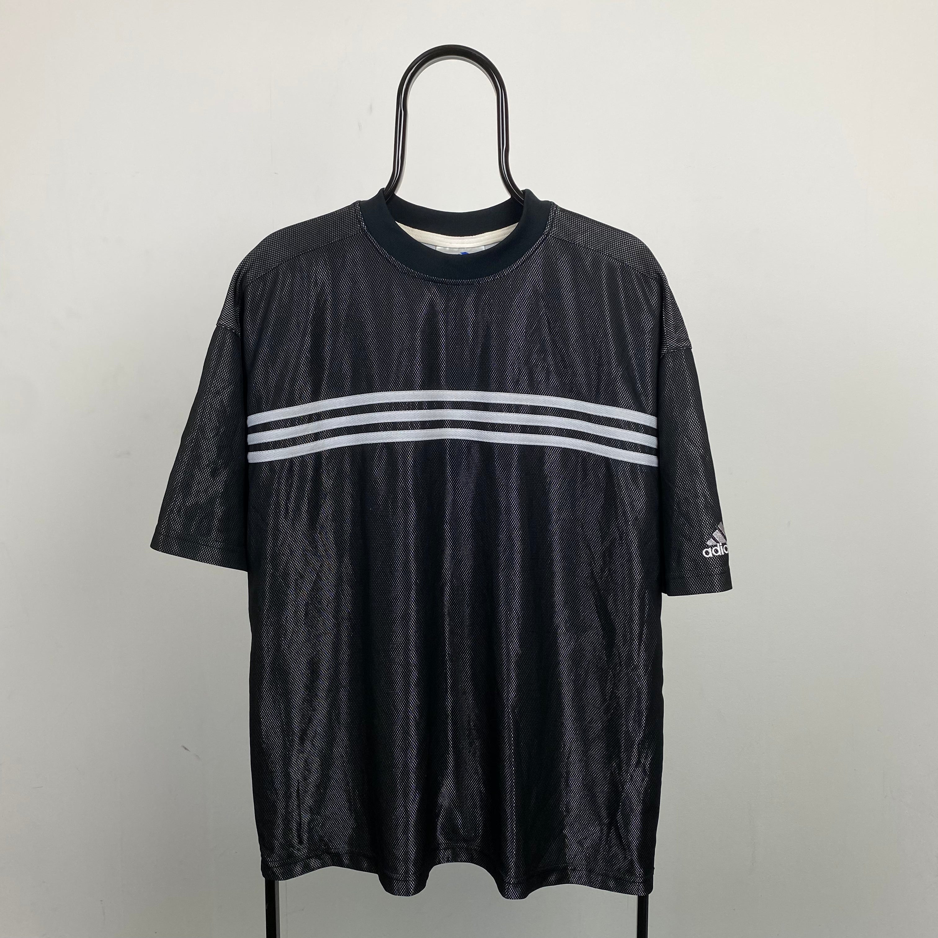 90s Adidas Nylon T-Shirt Black Large