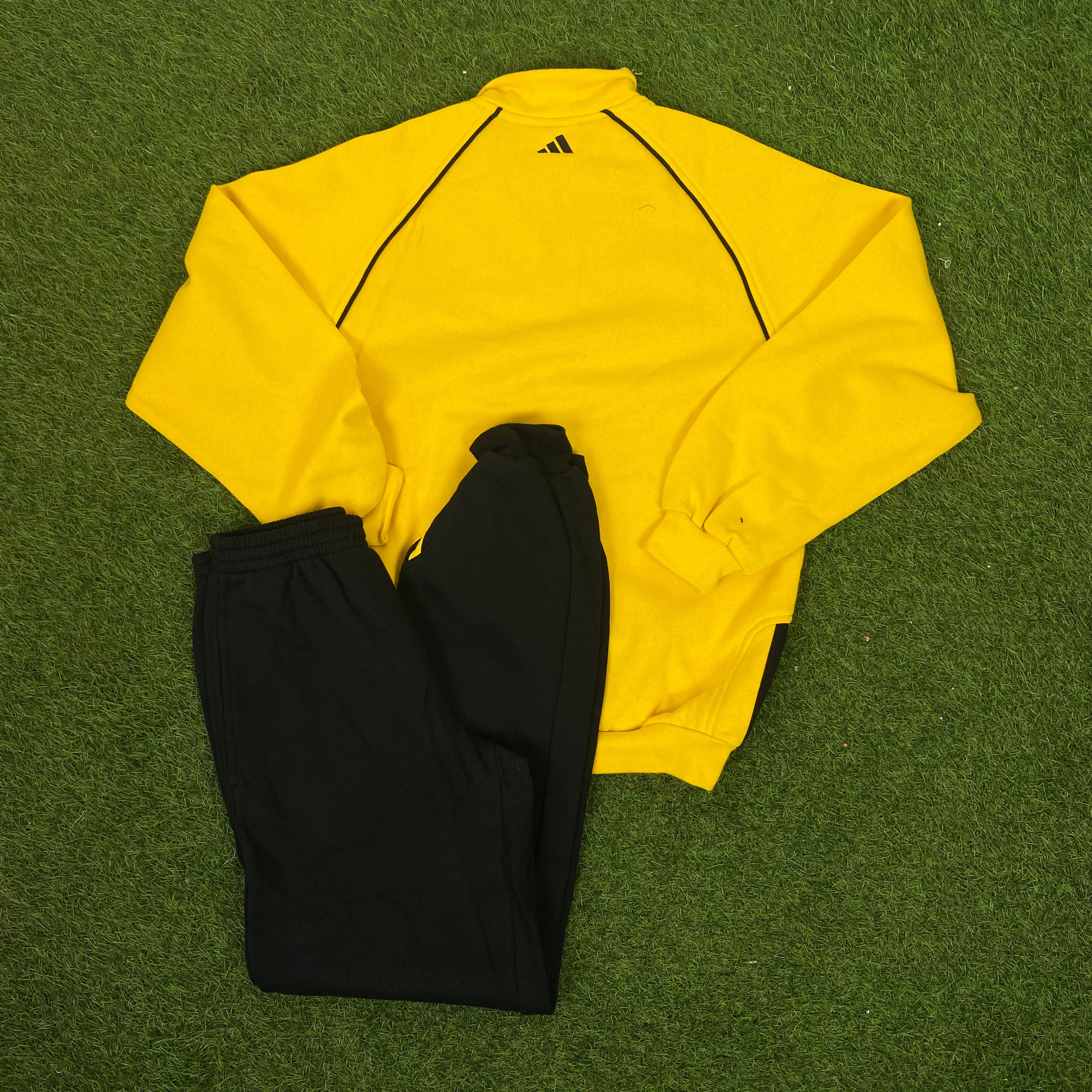 90s Adidas Sweatshirt Joggers Tracksuit Set Yellow XS