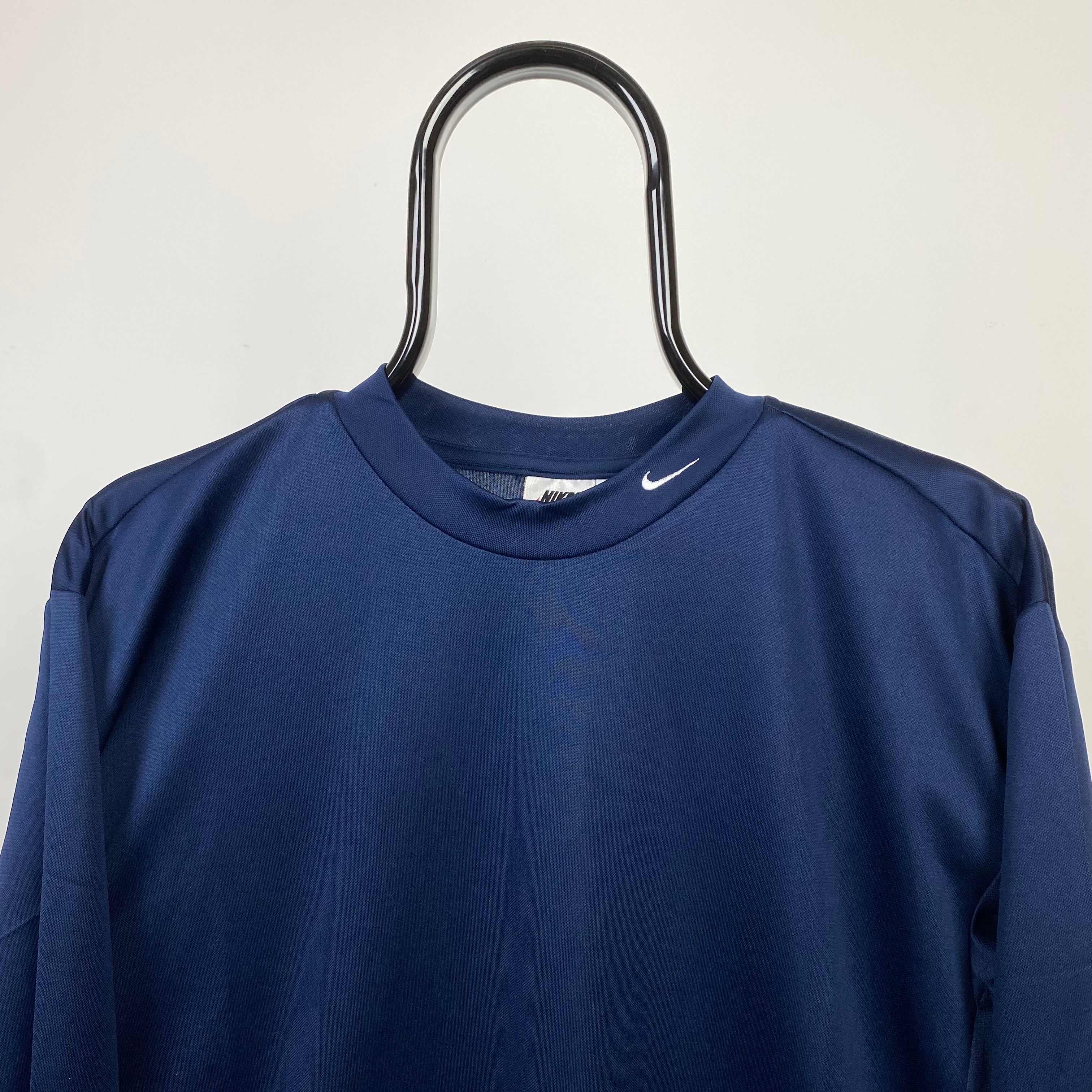 90s Nike Mock Neck Longsleeve T-Shirt Blue Medium