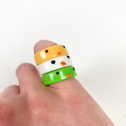 Retro Chunky Chick Ring White