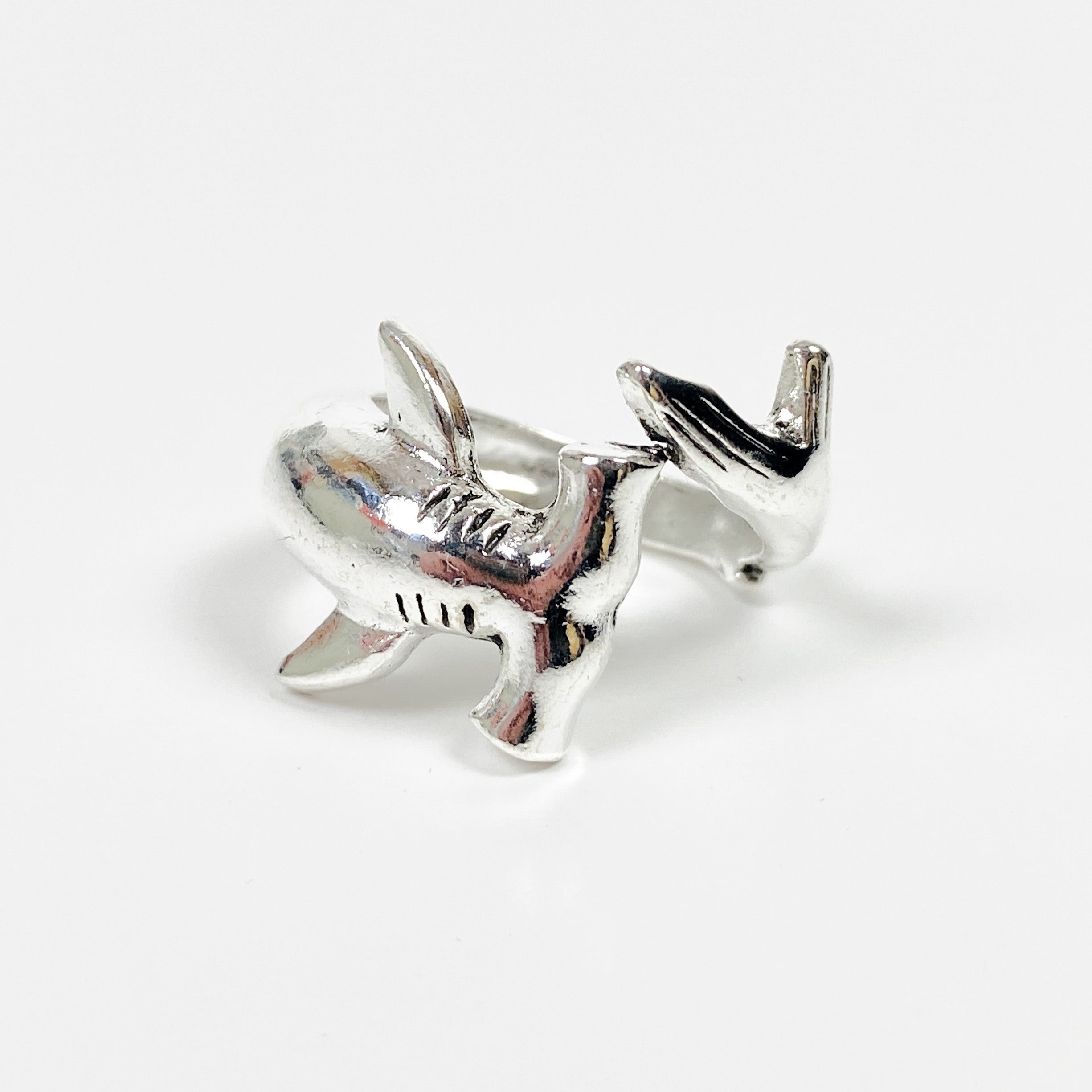 Sterling silver shark on sale ring