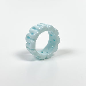 Retro Chunky Swirl Ring Blue