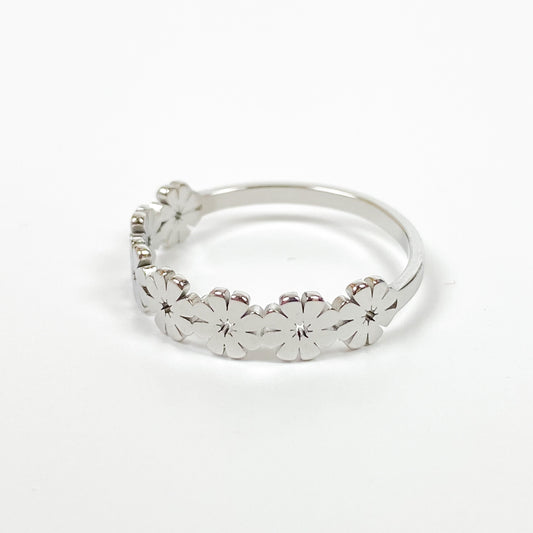 Vintage Flower Ring Silver