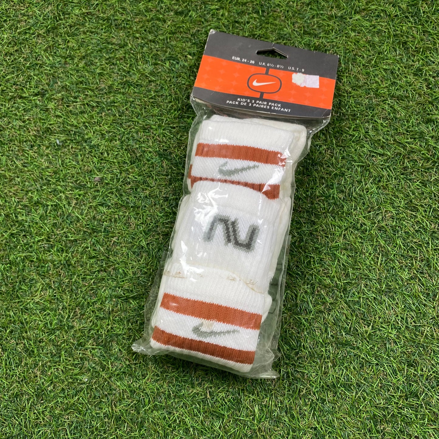 Vintage Nike Socks 3 Pack White Striped UK12-3