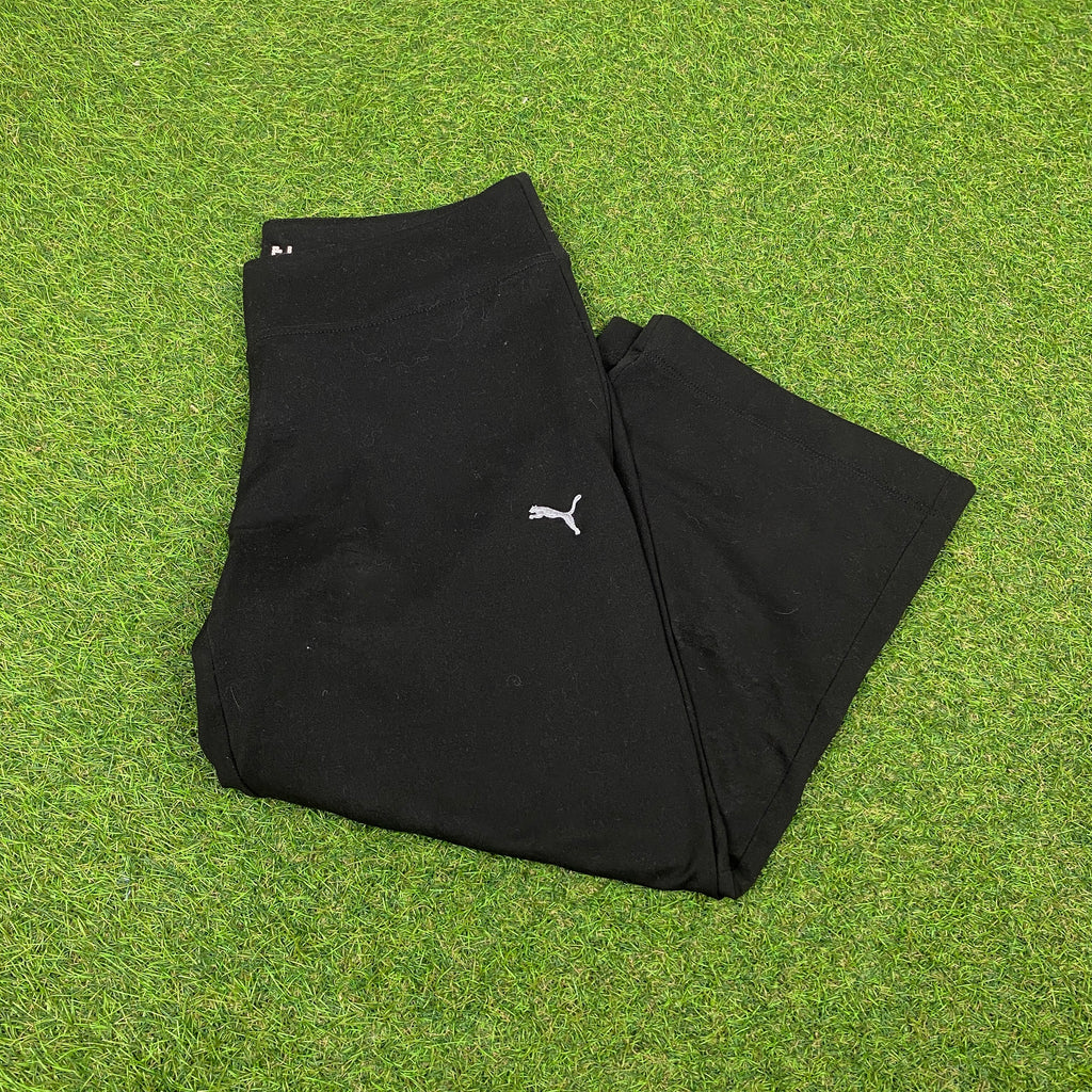 Retro Puma 3/4 Length Leggings Joggers Black Medium