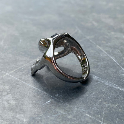 Adjustable Frog Ring Silver