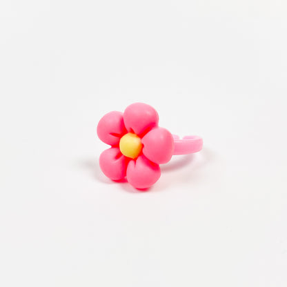 Vintage Retro Adjustable Flower Ring Pink