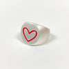 Vintage Heart Signet Ring Silver
