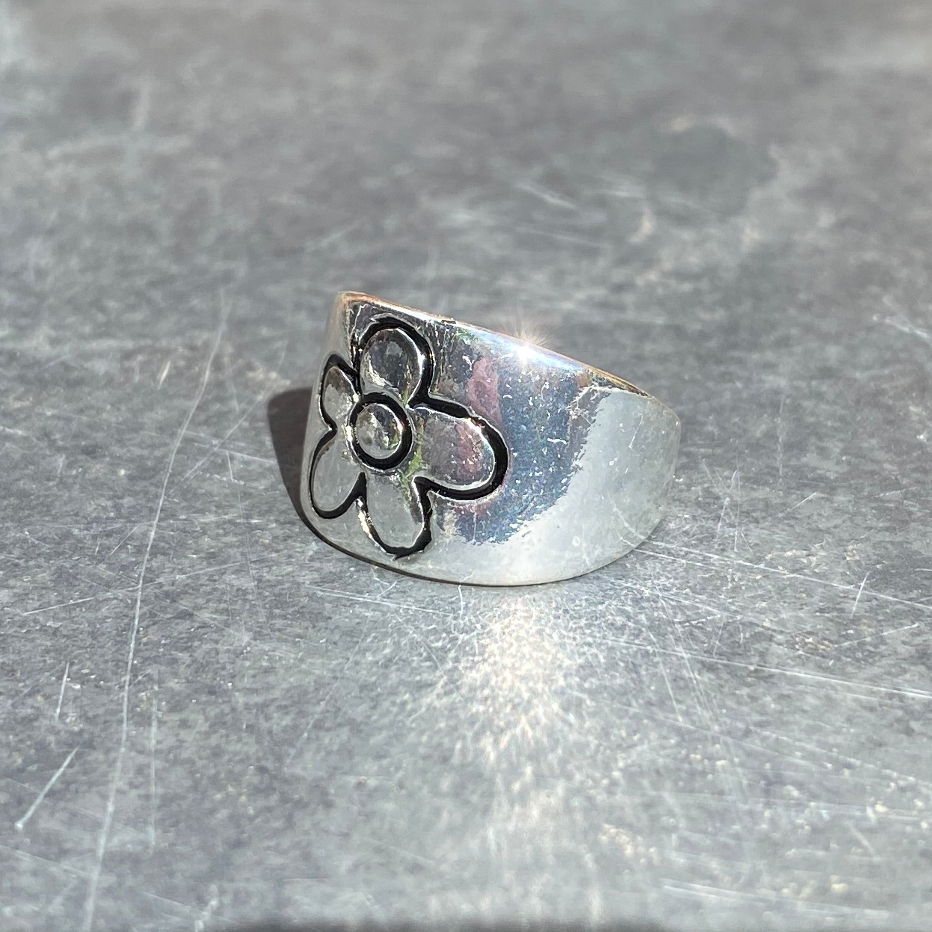 Adjustable Flower Ring Silver