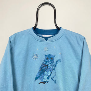 Retro 90’s Owl Sweatshirt Blue Small