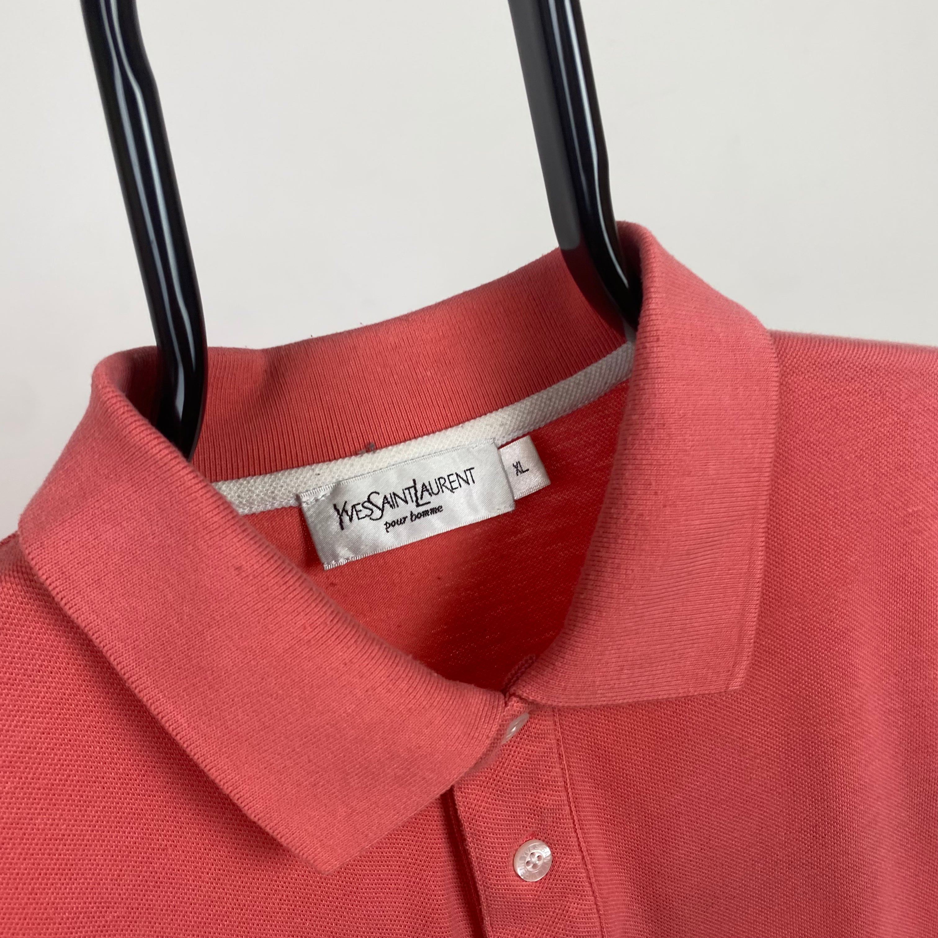 Vintage 90s Yves Saint Laurent YSL polo t-shirt color pink size XL