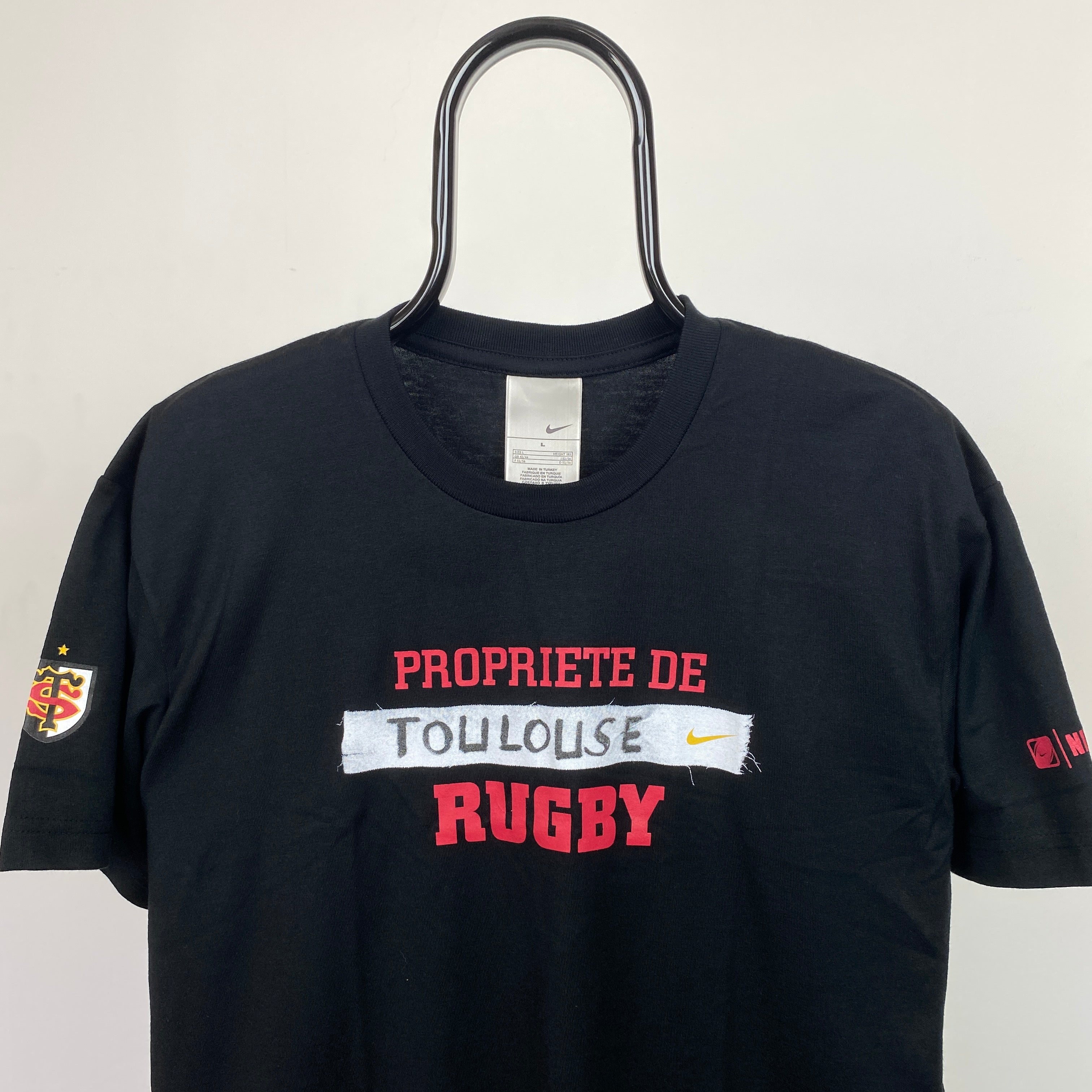 00s Nike Toulouse Rugby T-Shirt Black Small