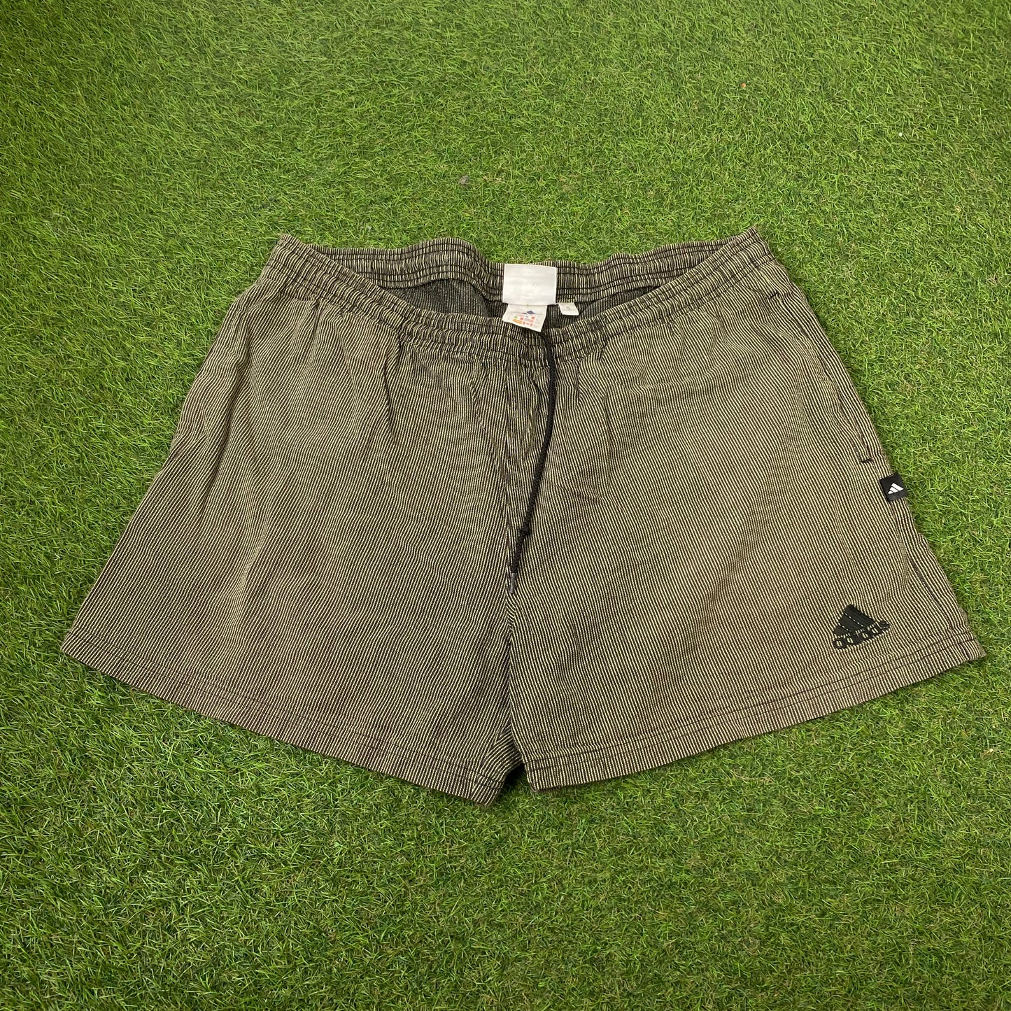 90s Adidas Striped Shorts Green Large