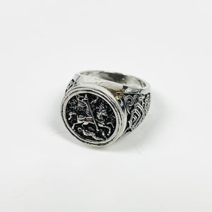 Vintage Knight Signet Ring Silver