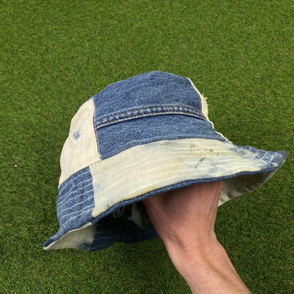 90s Retro Denim Bucket Hat Blue