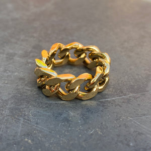 Stainless Steel Chain Link Ring Gold