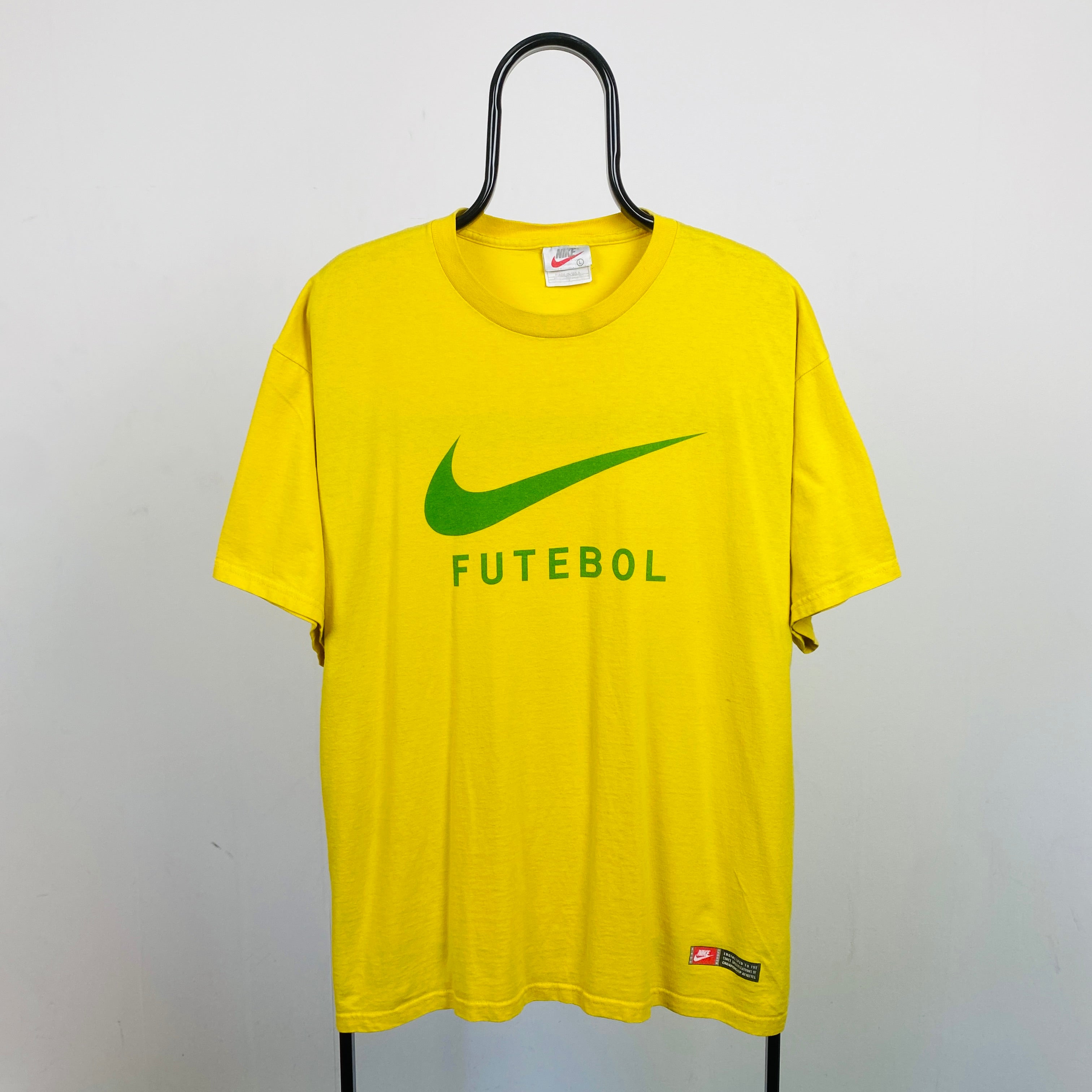 90s Nike Football T-Shirt Yellow Large