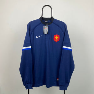 Vintage Nike France Rugby Sweatshirt Blue XXL