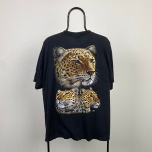 Retro 90s Leopard T-Shirt Black XL