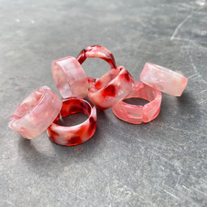 Adjustable Chunky Band Ring Red/Pink