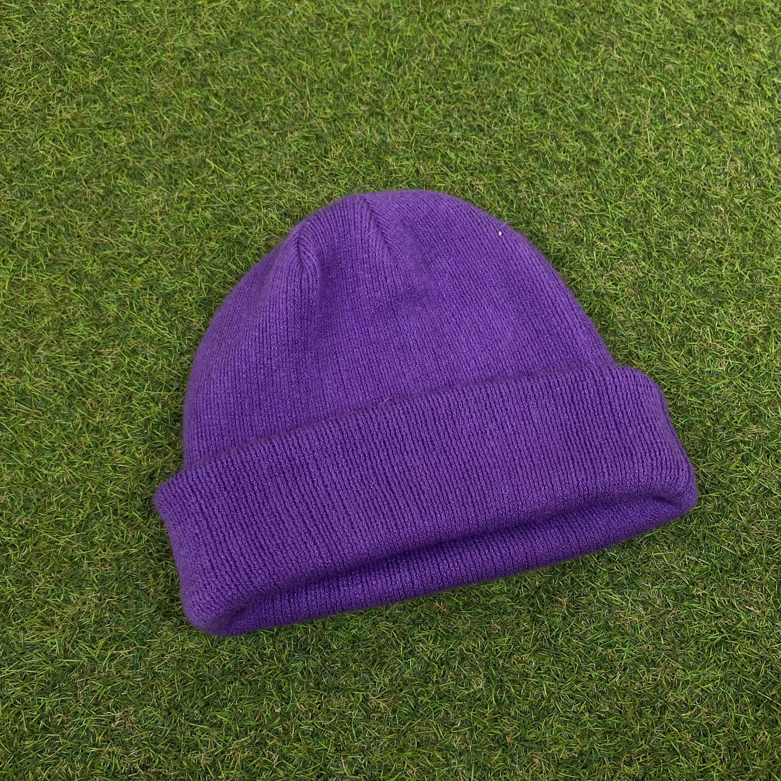 Retro Fleece Beanie Hat Purple