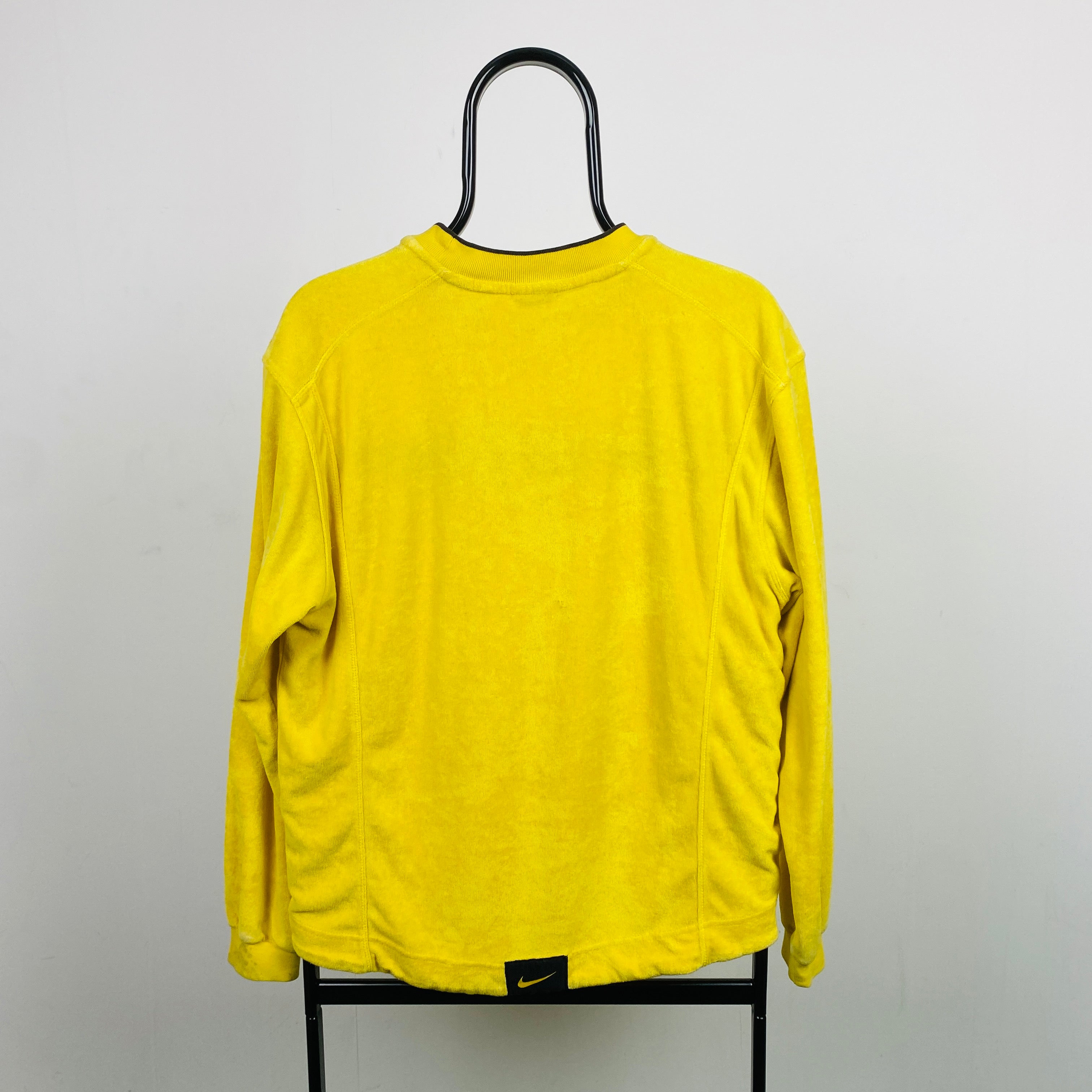90s Nike Towelling Sweatshirt Yellow Medium