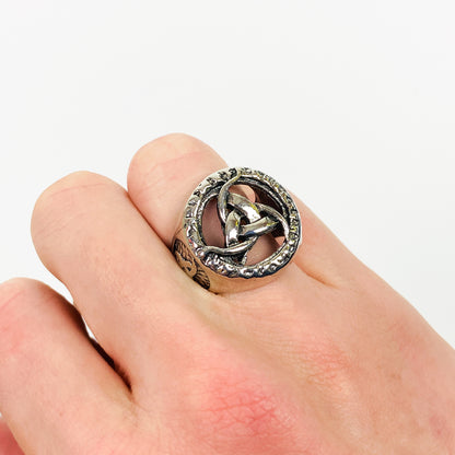 Vintage Retro Rune Signet Ring Silver