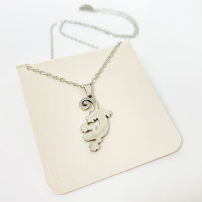 Lizard Charm Necklace Chain Silver