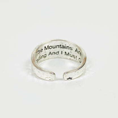 Vintage Retro Adjustable Mountain Ring Silver