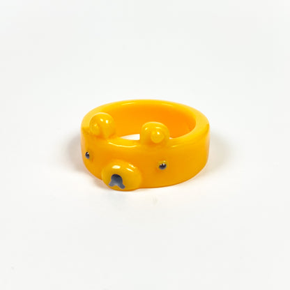 Retro Chunky Bear Ring Yellow