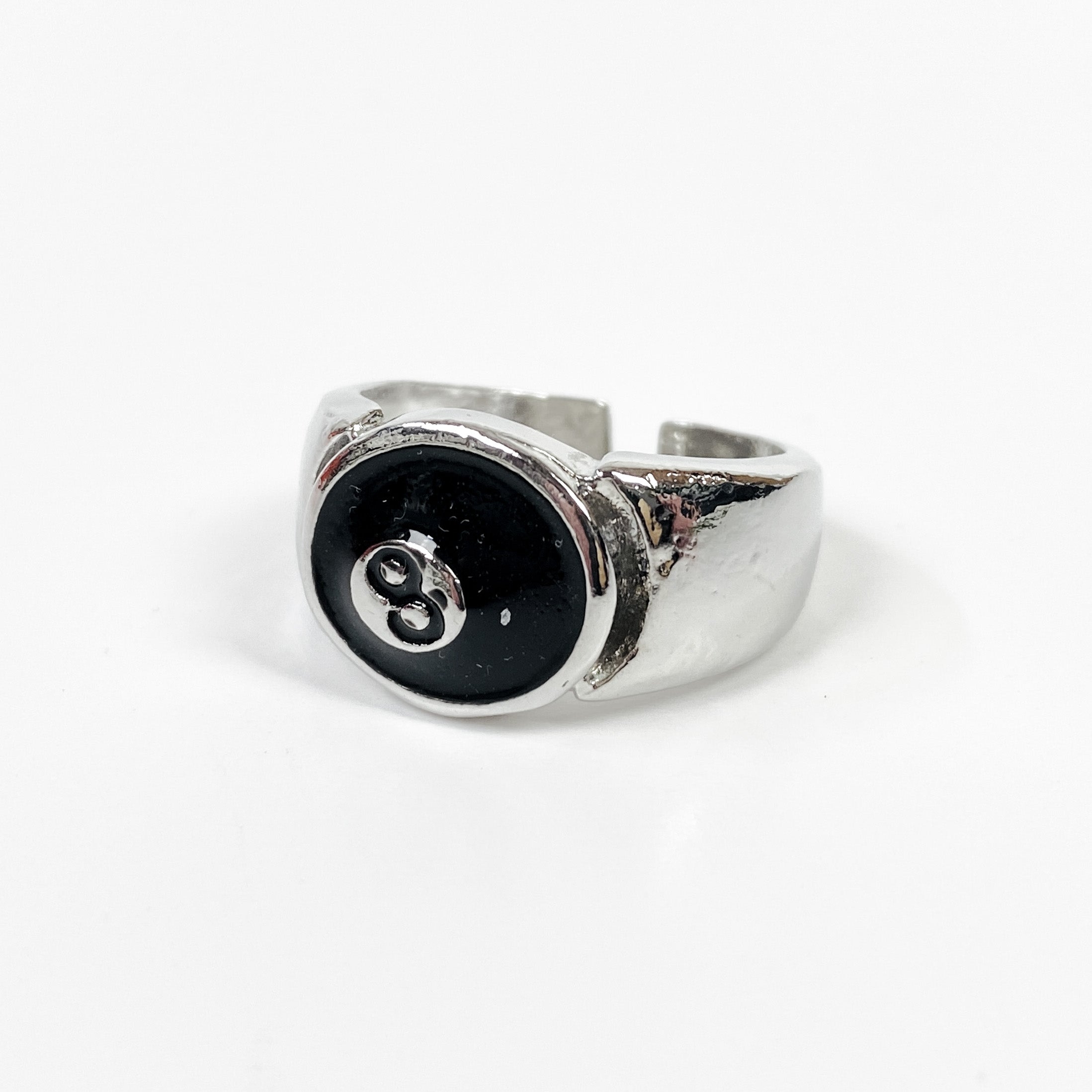 Vintage Retro Adjustable 8 Ball Ring Silver – Clout Closet