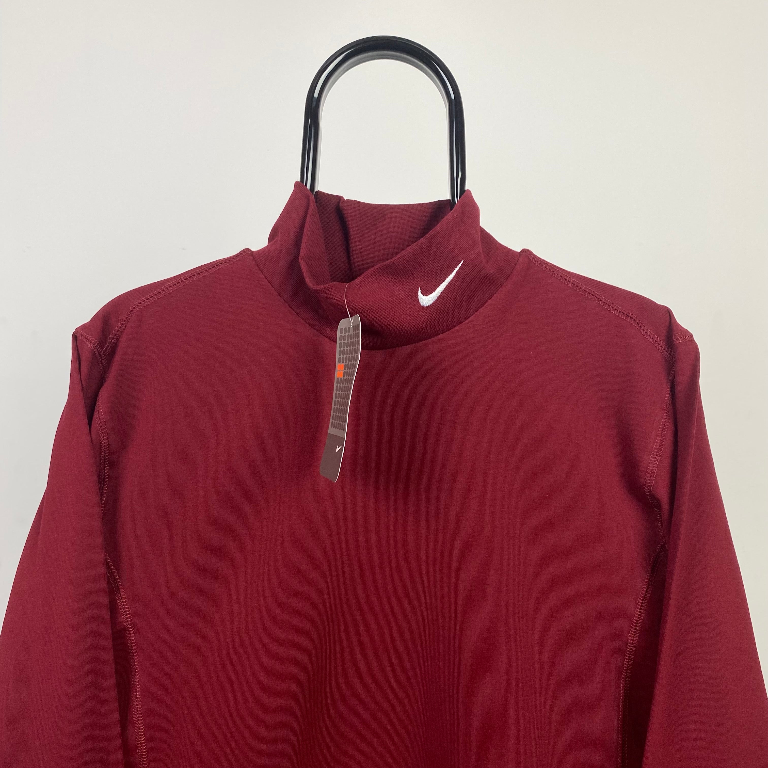 Vintage Nike Mock Neck Sweatshirt Red Medium