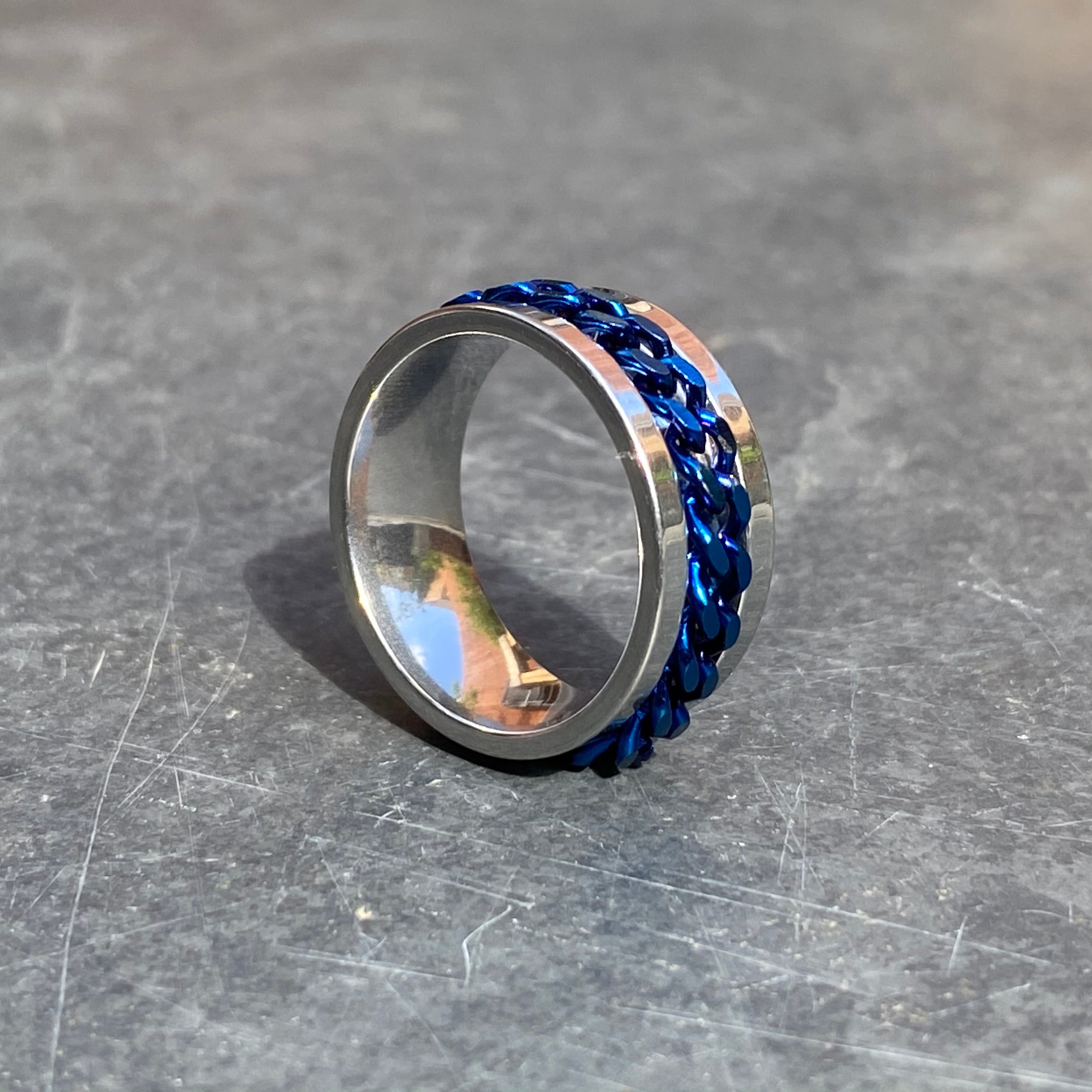 Chain Link Circular Ring Silver