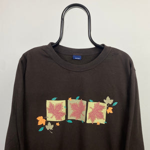 Retro Leaf Sweatshirt Brown XL