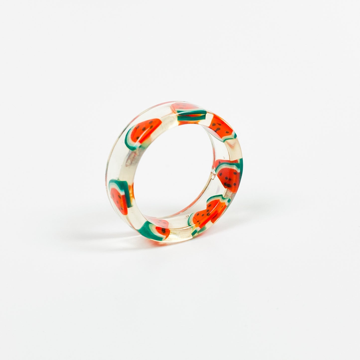 Vintage Retro Watermelon Resin Ring White