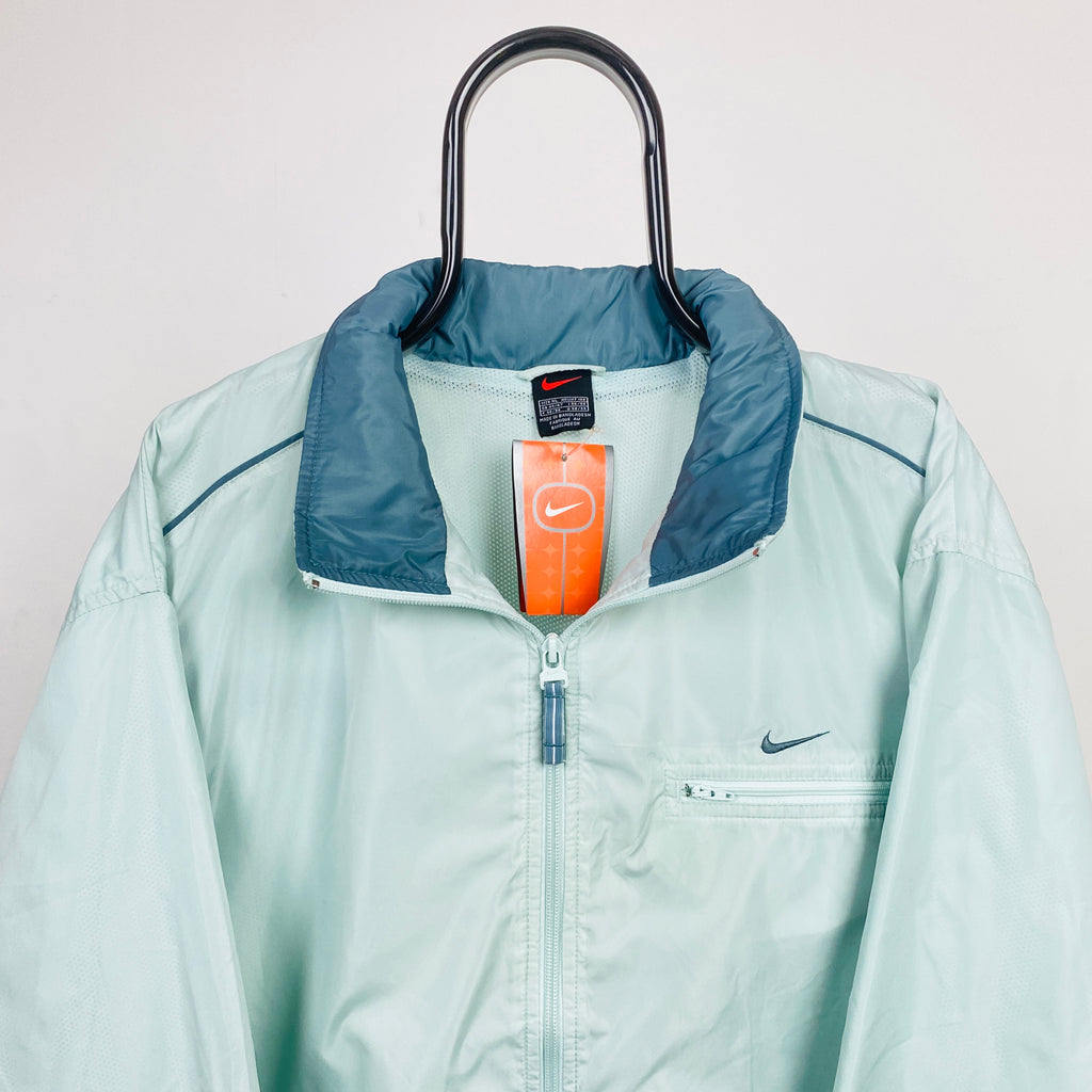 00s Nike Waterproof Windbreaker Jacket Green Blue XL