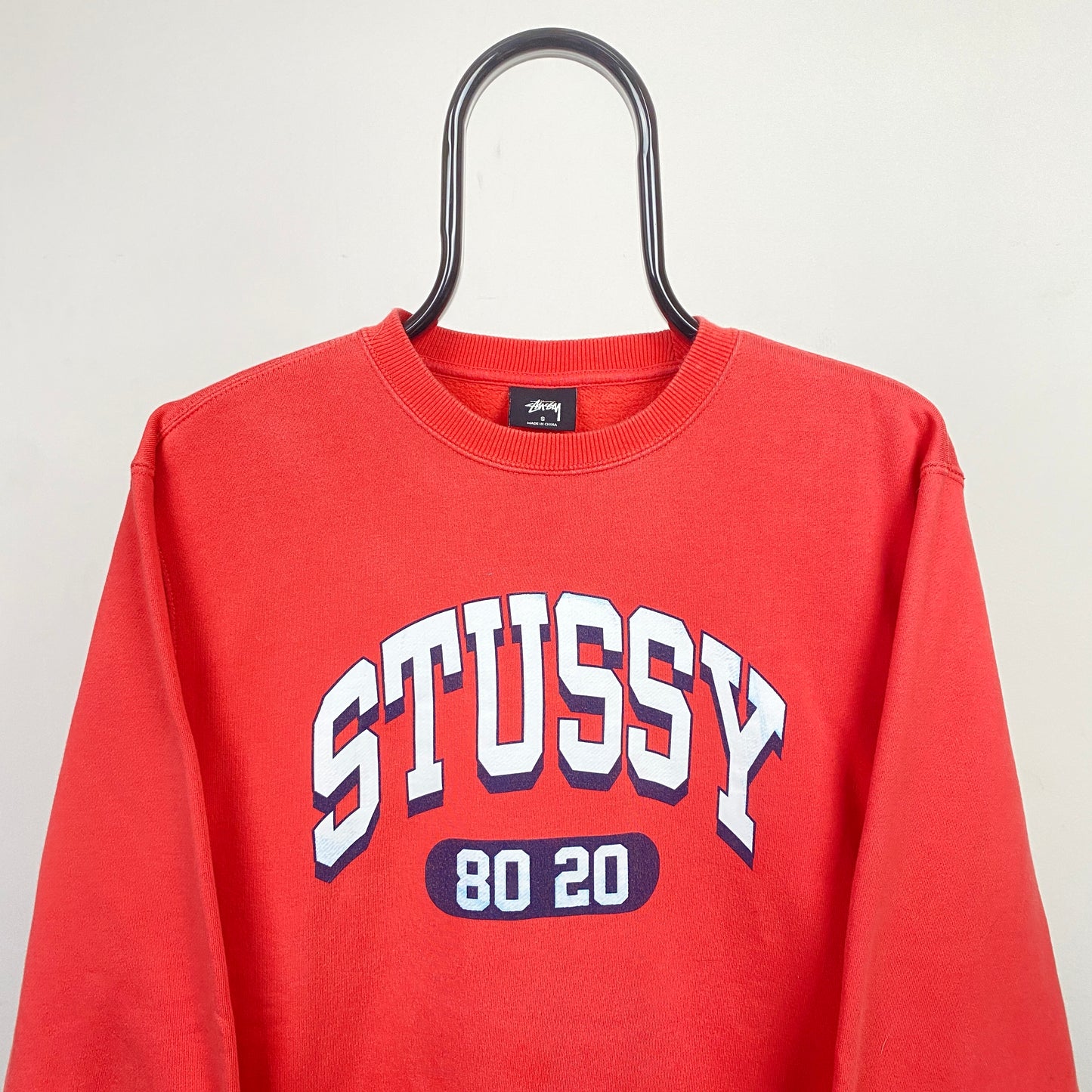 Retro 00s Stussy Sweatshirt Red Small