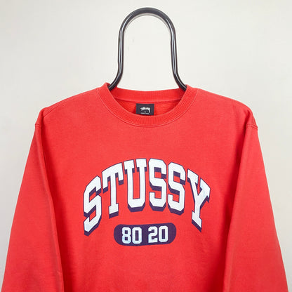 Retro 00s Stussy Sweatshirt Red Small