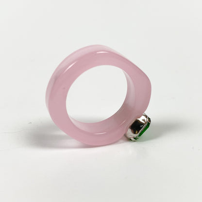 Retro Chunky Gem Ring Pink