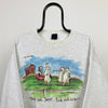 90s Retro The Far Side Cow Sweatshirt Grey XL