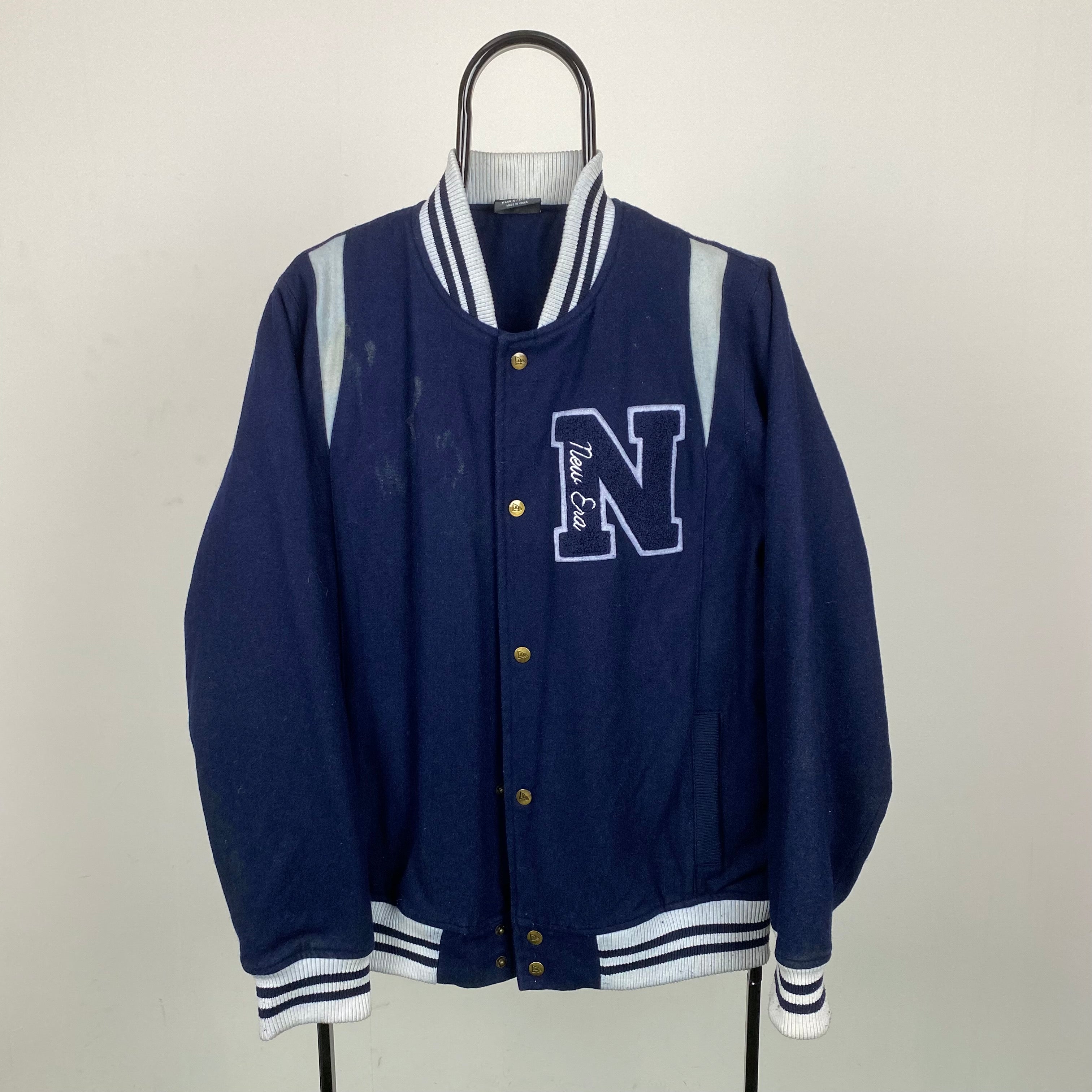 Retro New Era Varsity Jacket Blue Small