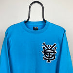 Retro 00s Stussy Sweatshirt Blue Large