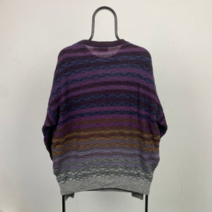 Retro St Croix Knit Sweatshirt Purple Large