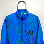 90s Nike Map Windbreaker Jacket Blue Medium