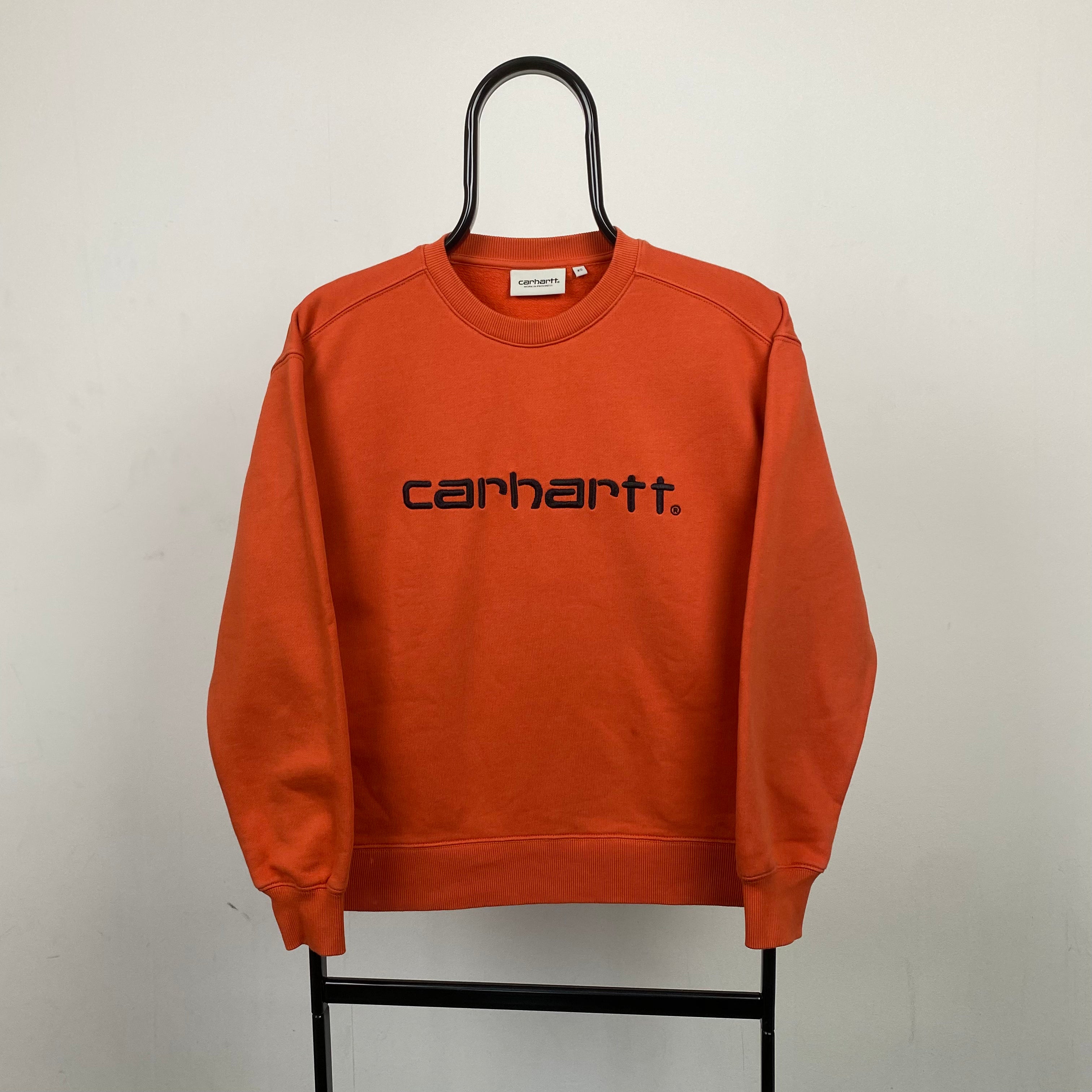Retro Carhartt Sweatshirt Orange XS