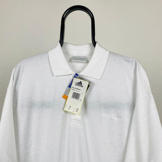 Vintage Adidas Polo Shirt T-Shirt White XL