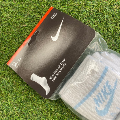 Vintage Nike Air Socks 3 Pack White UK12-8